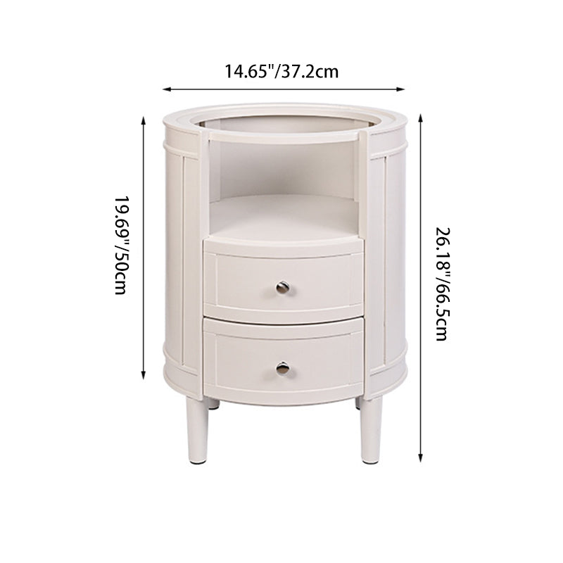 Modern Minimalist Cylindrical Solid Wood Medium Density Fiberboard Nightstand 2-Drawer For Bedroom