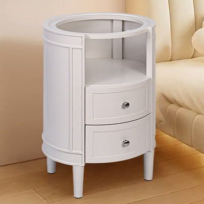 Modern Minimalist Cylindrical Solid Wood Medium Density Fiberboard Nightstand 2-Drawer For Bedroom