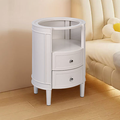 Modern Minimalist Cylindrical Solid Wood Medium Density Fiberboard Nightstand 2-Drawer For Bedroom
