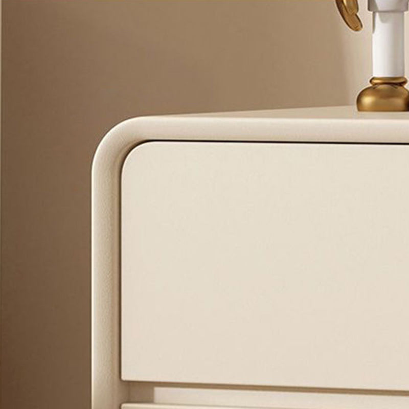 Modern Minimalist Rectangular Solid Wood Nappa Leather Nightstand 2-Drawer For Bedroom