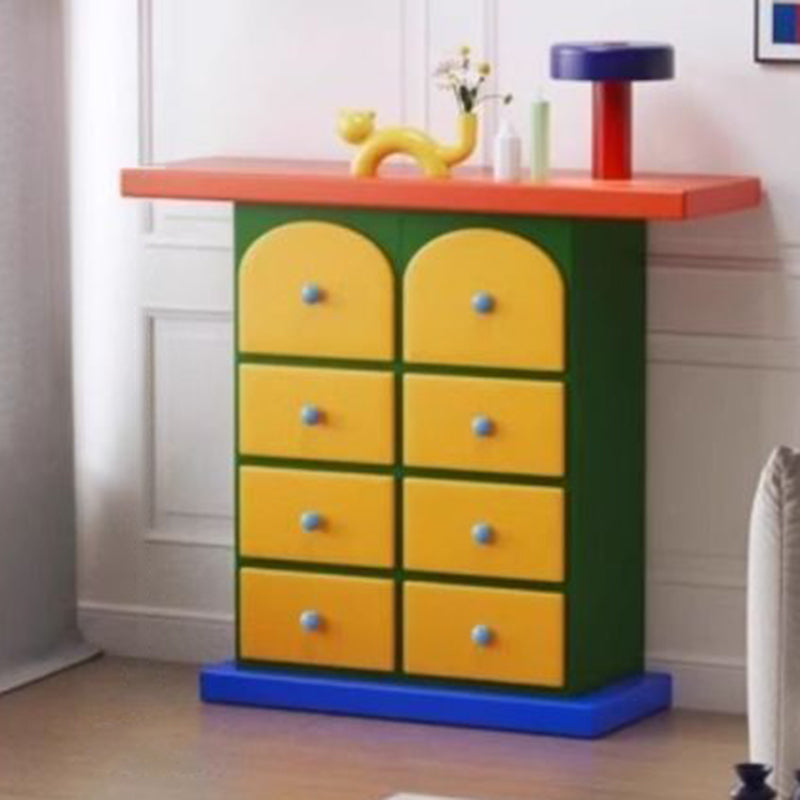 Buffet de rangement contemporain créatif rectangulaire en panneau de fibres à densité moyenne écologique et bois massif avec céramique, 8 tiroirs, pour salon 