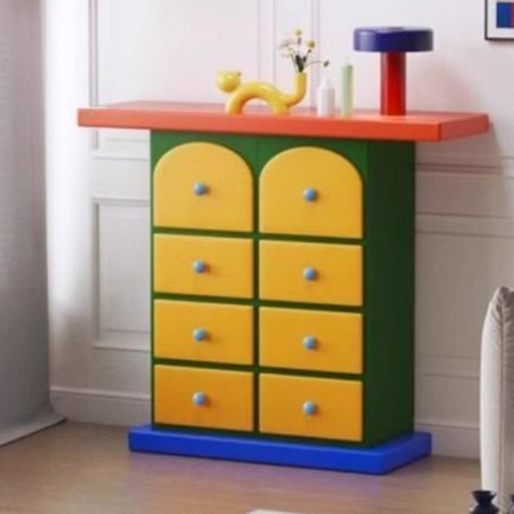 Buffet de rangement contemporain créatif rectangulaire en panneau de fibres à densité moyenne écologique et bois massif avec céramique, 8 tiroirs, pour salon 