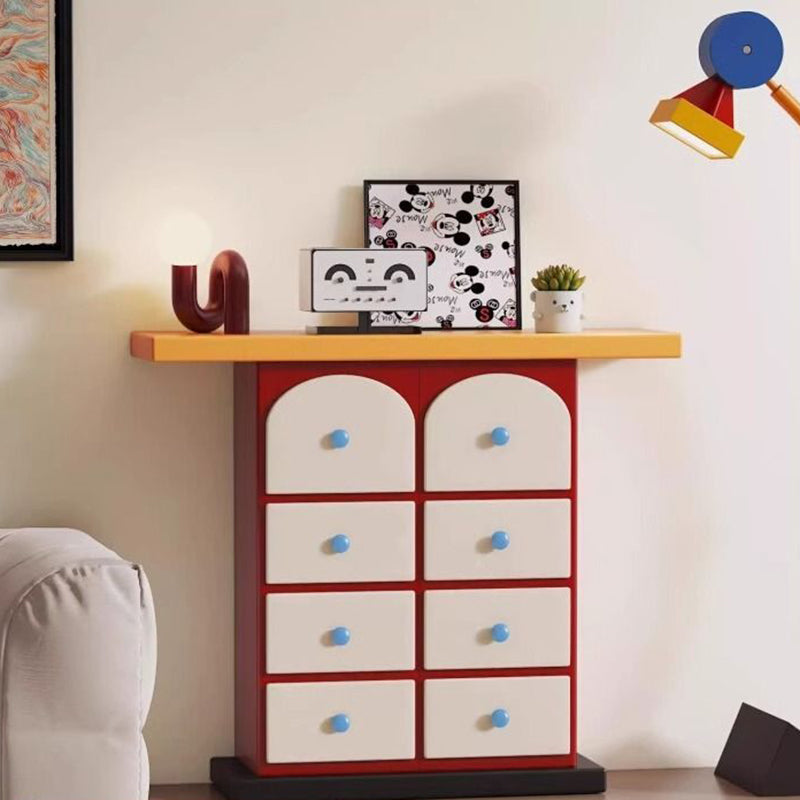 Buffet de rangement contemporain créatif rectangulaire en panneau de fibres à densité moyenne écologique et bois massif avec céramique, 8 tiroirs, pour salon 