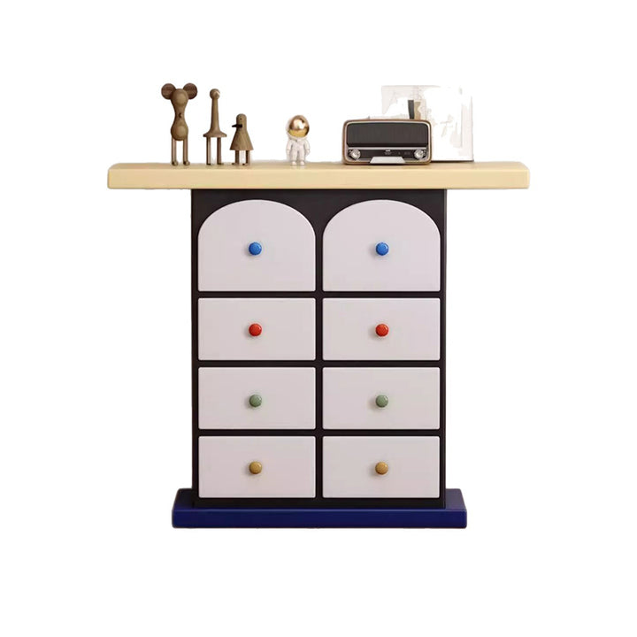 Buffet de rangement contemporain créatif rectangulaire en panneau de fibres à densité moyenne écologique et bois massif avec céramique, 8 tiroirs, pour salon 