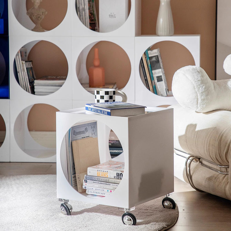 Contemporary Creative Rectangular Acrylic Side Table 2-Tier For Living Room