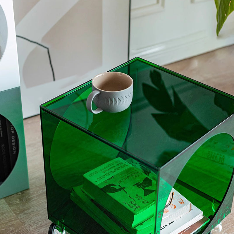 Contemporary Creative Rectangular Acrylic Side Table 2-Tier For Living Room