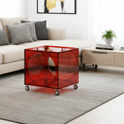 Contemporary Creative Rectangular Acrylic Side Table 2-Tier For Living Room