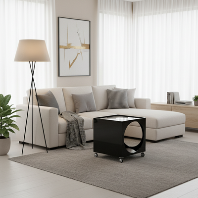 Contemporary Creative Rectangular Acrylic Side Table 2-Tier For Living Room