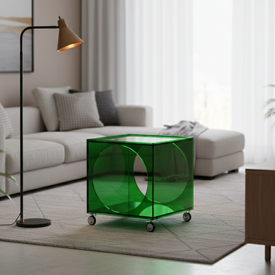 Contemporary Creative Rectangular Acrylic Side Table 2-Tier For Living Room