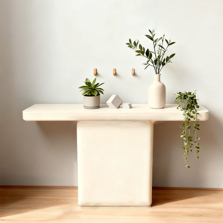 Modern Minimalist Rectangular Concrete Console Table 1-Tier For Entryways