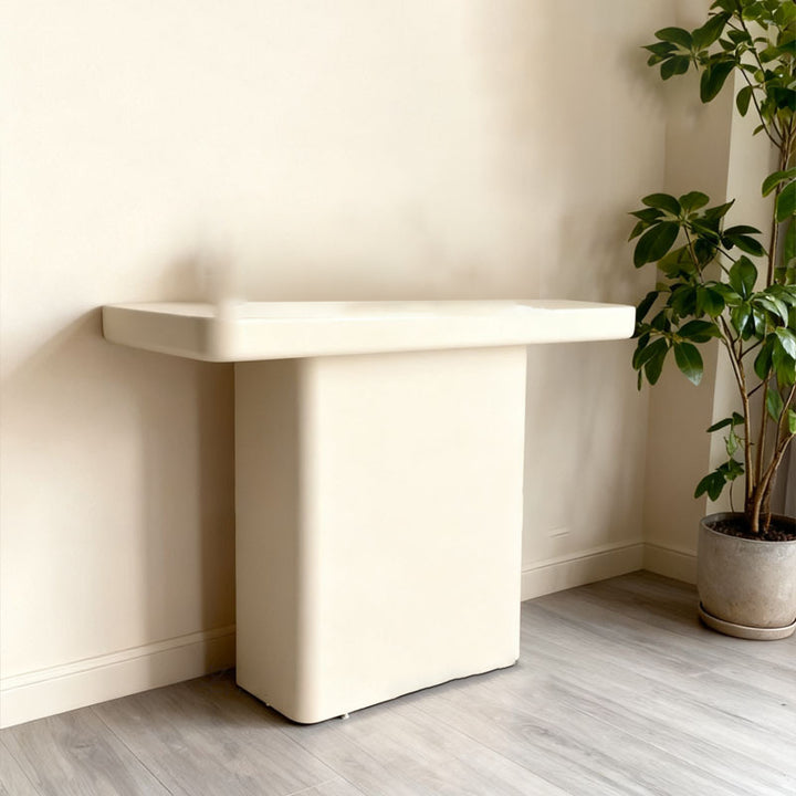 Modern Minimalist Rectangular Concrete Console Table 1-Tier For Entryways