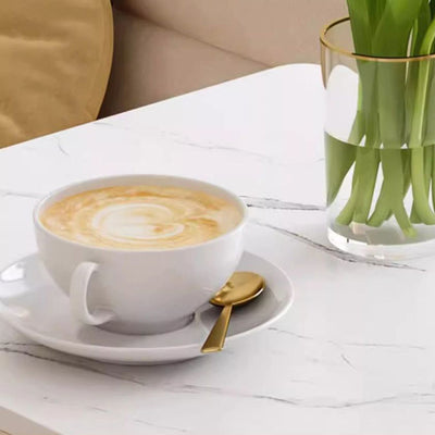 Modern Minimalist Trapezoidal Stone Slab Iron Side Table 1-Tier For Living Room