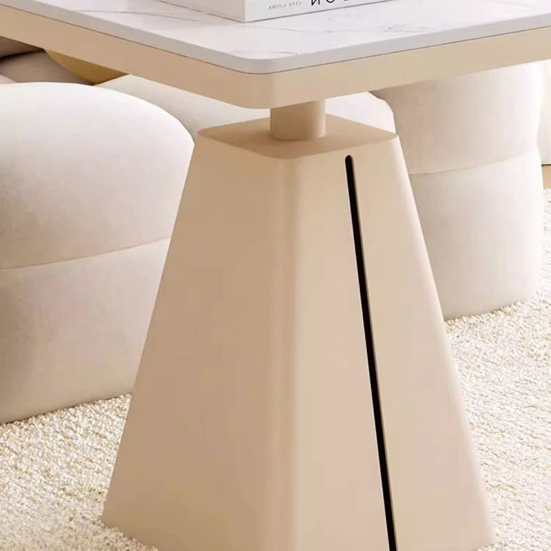 Modern Minimalist Trapezoidal Stone Slab Iron Side Table 1-Tier For Living Room