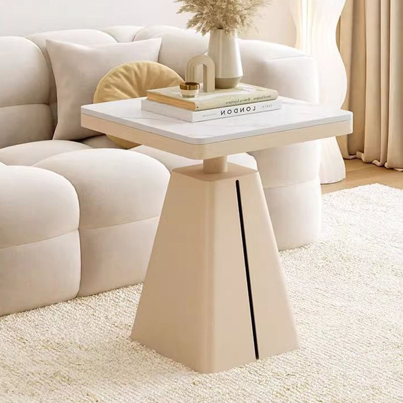 Modern Minimalist Trapezoidal Stone Slab Iron Side Table 1-Tier For Living Room