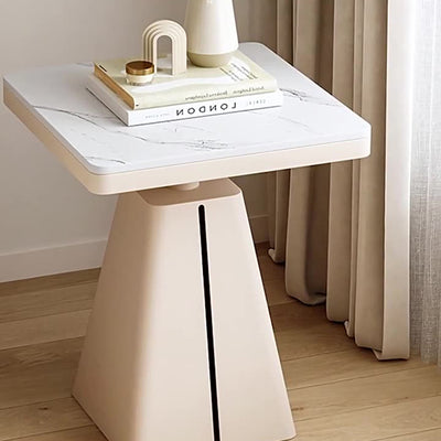 Modern Minimalist Trapezoidal Stone Slab Iron Side Table 1-Tier For Living Room