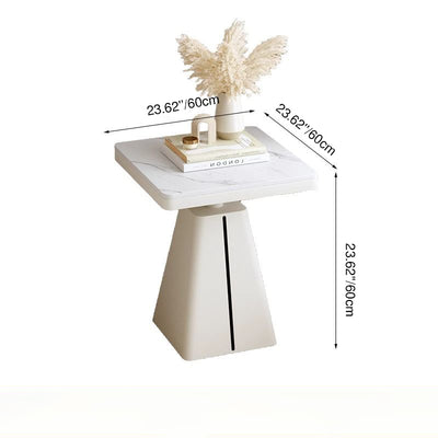 Modern Minimalist Trapezoidal Stone Slab Iron Side Table 1-Tier For Living Room