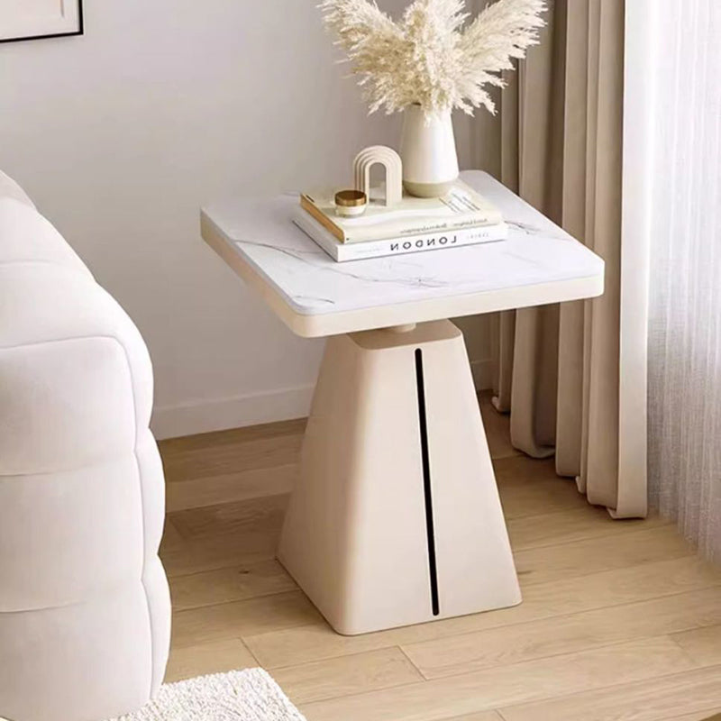Modern Minimalist Trapezoidal Stone Slab Iron Side Table 1-Tier For Living Room