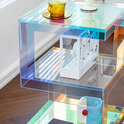 Contemporary Creative Rectangular Acrylic Side Table 1-Tier For Living Room