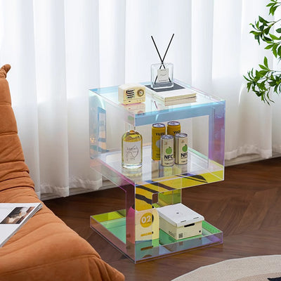 Contemporary Creative Rectangular Acrylic Side Table 1-Tier For Living Room
