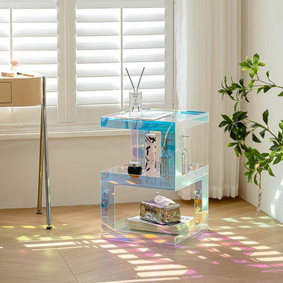 Contemporary Creative Rectangular Acrylic Side Table 1-Tier For Living Room