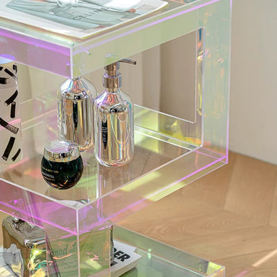 Contemporary Creative Rectangular Acrylic Side Table 1-Tier For Living Room