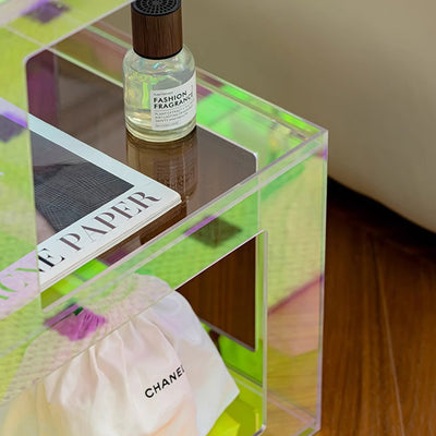 Contemporary Creative Rectangular Acrylic Side Table 1-Tier For Living Room