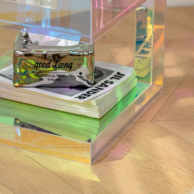Contemporary Creative Rectangular Acrylic Side Table 1-Tier For Living Room