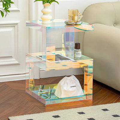 Contemporary Creative Rectangular Acrylic Side Table 1-Tier For Living Room