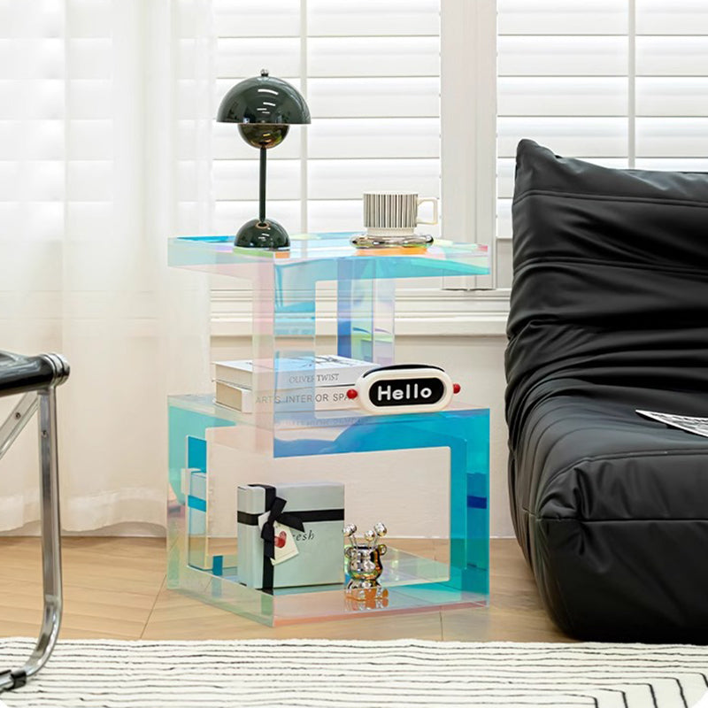 Contemporary Creative Rectangular Acrylic Side Table 1-Tier For Living Room