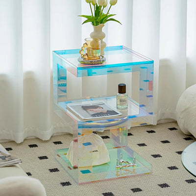 Contemporary Creative Rectangular Acrylic Side Table 1-Tier For Living Room