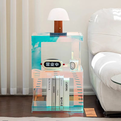 Contemporary Creative Rectangular Acrylic Side Table 1-Tier For Living Room