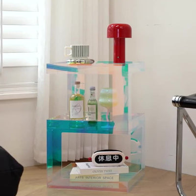 Contemporary Creative Rectangular Acrylic Side Table 1-Tier For Living Room