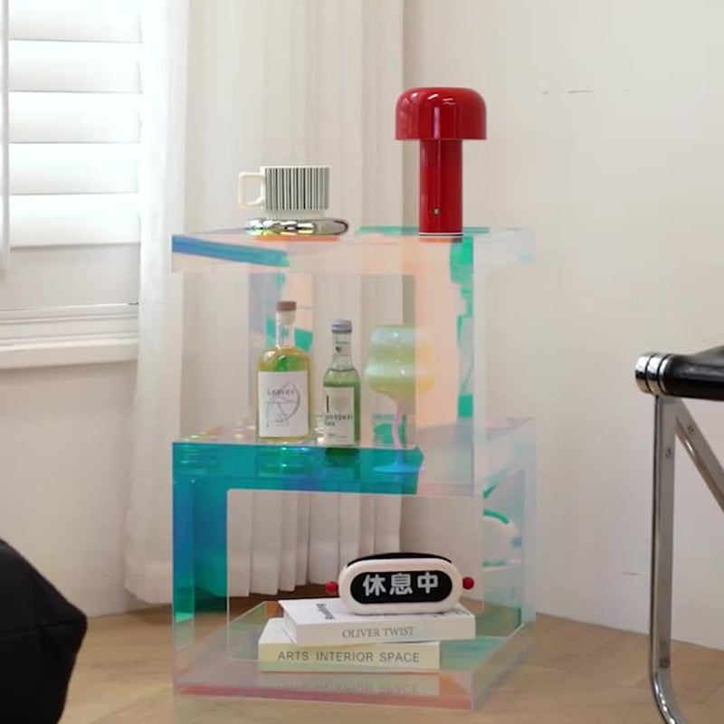 Contemporary Creative Rectangular Acrylic Side Table 1-Tier For Living Room