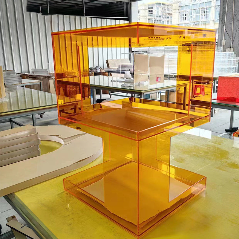 Contemporary Creative Rectangular Acrylic Side Table 1-Tier For Living Room