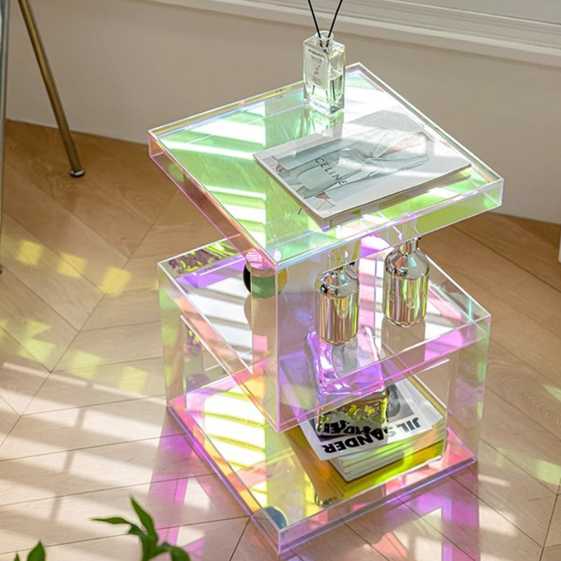 Contemporary Creative Rectangular Acrylic Side Table 1-Tier For Living Room
