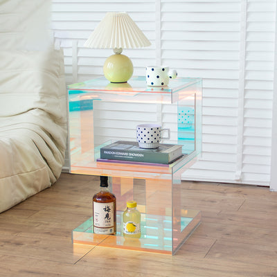 Contemporary Creative Rectangular Acrylic Side Table 1-Tier For Living Room