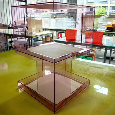 Contemporary Creative Rectangular Acrylic Side Table 1-Tier For Living Room