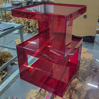 Contemporary Creative Rectangular Acrylic Side Table 1-Tier For Living Room