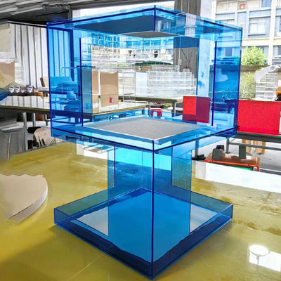 Contemporary Creative Rectangular Acrylic Side Table 1-Tier For Living Room