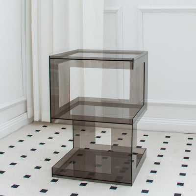 Contemporary Creative Rectangular Acrylic Side Table 1-Tier For Living Room
