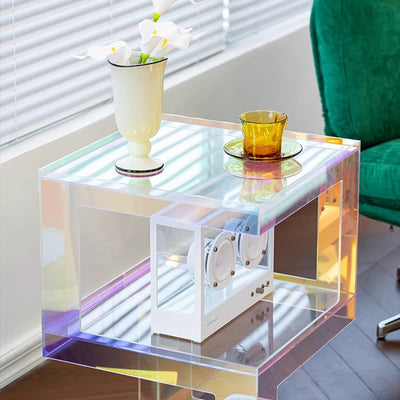 Contemporary Creative Rectangular Acrylic Side Table 1-Tier For Living Room