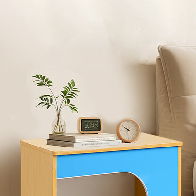 Contemporary Creative Rectangular Solid Wood Medium Density Fiberboard Nightstand 1-Storage For Bedroom