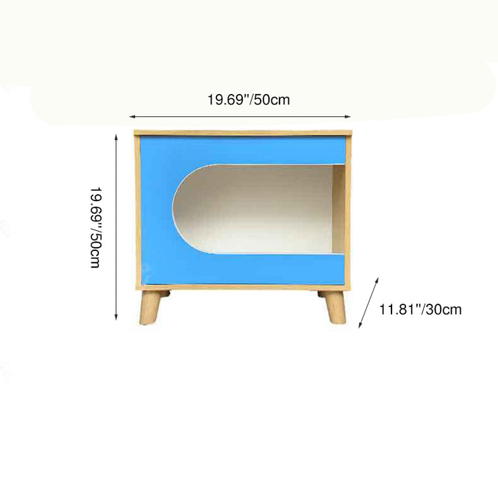 Table de chevet contemporaine créative rectangulaire en bois massif et panneau de fibres à densité moyenne, 1 rangement pour chambre à coucher 
