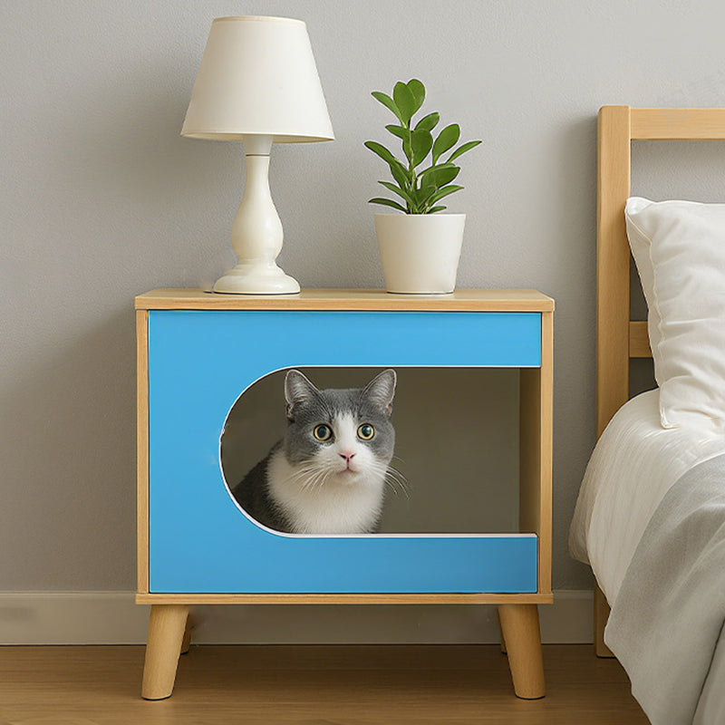 Contemporary Creative Rectangular Solid Wood Medium Density Fiberboard Nightstand 1-Storage For Bedroom