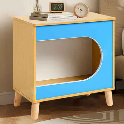 Contemporary Creative Rectangular Solid Wood Medium Density Fiberboard Nightstand 1-Storage For Bedroom