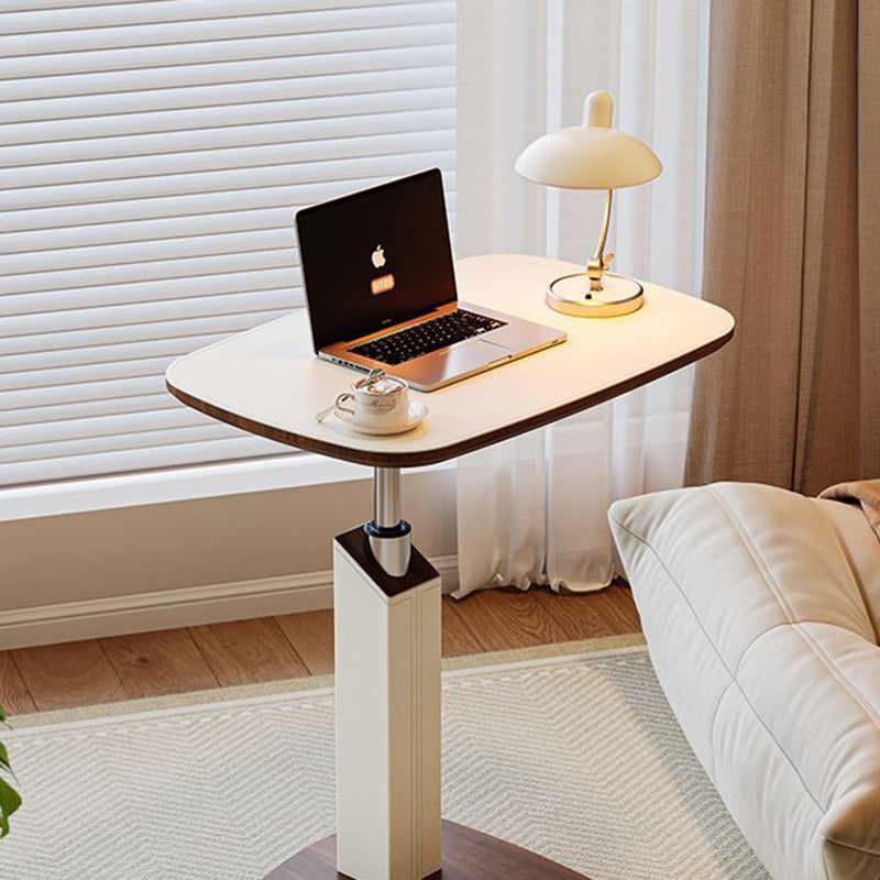 Modern Minimalist Rectangular Particle Board Carbon Steel Saddle Leather Side Table 1-Tier For Living Room