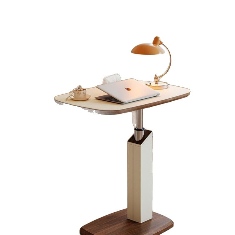 Modern Minimalist Rectangular Particle Board Carbon Steel Saddle Leather Side Table 1-Tier For Living Room