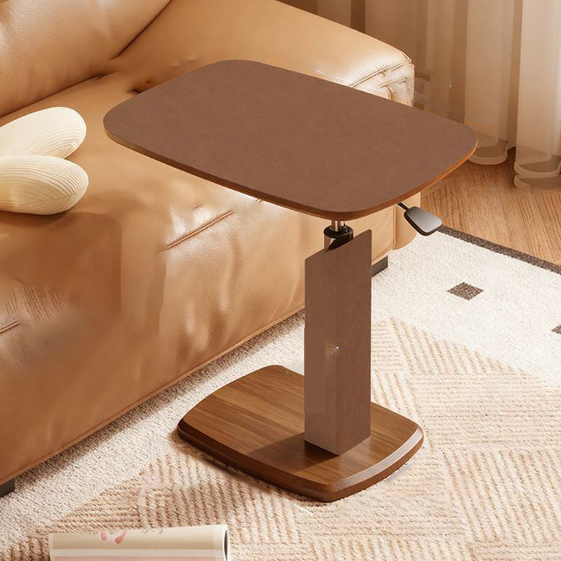 Modern Minimalist Rectangular Particle Board Carbon Steel Saddle Leather Side Table 1-Tier For Living Room