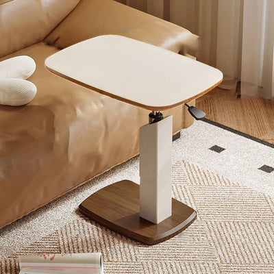 Modern Minimalist Rectangular Particle Board Carbon Steel Saddle Leather Side Table 1-Tier For Living Room