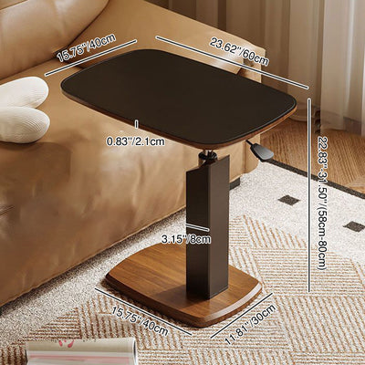 Modern Minimalist Rectangular Particle Board Carbon Steel Saddle Leather Side Table 1-Tier For Living Room